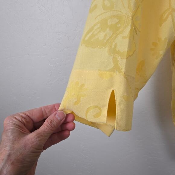 Alfred Dunner Yellow Burnout Sheer Sparkly Butterfly Cottage Core Shirt  24W - Picture 6 of 12